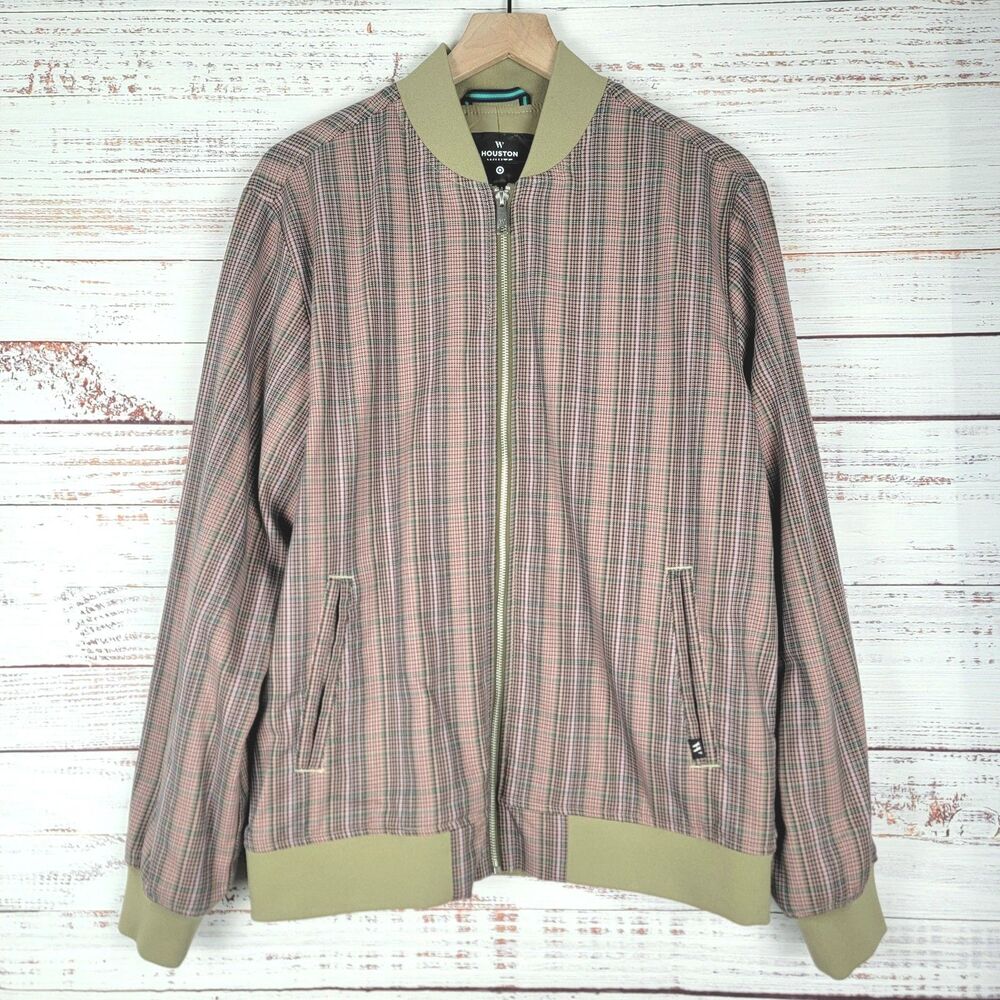 Houston White Target Tailored Bomber Jacket  Glen Plaid Mens Size Medium NWOT